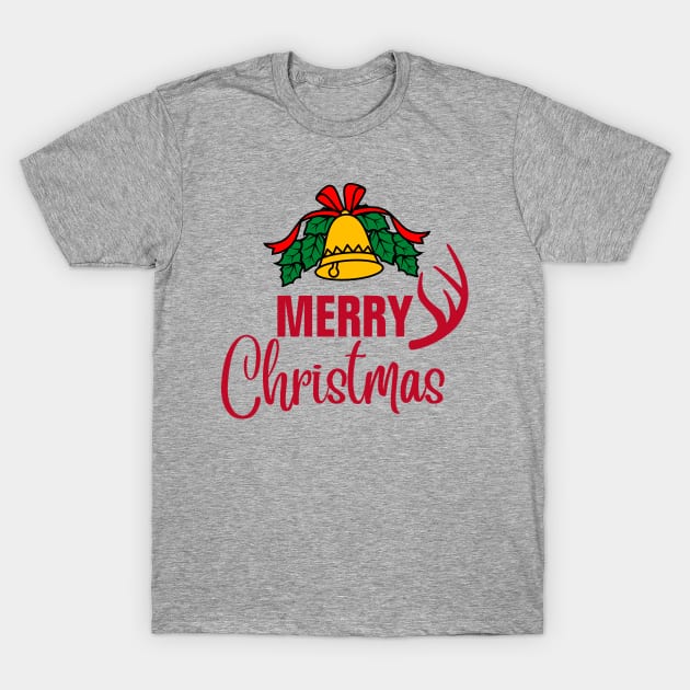 Christmas gift with christmas bell and reindeer design T-Shirt by empathyhomey